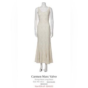 Carlin mark valvo, long white dress in a size 2